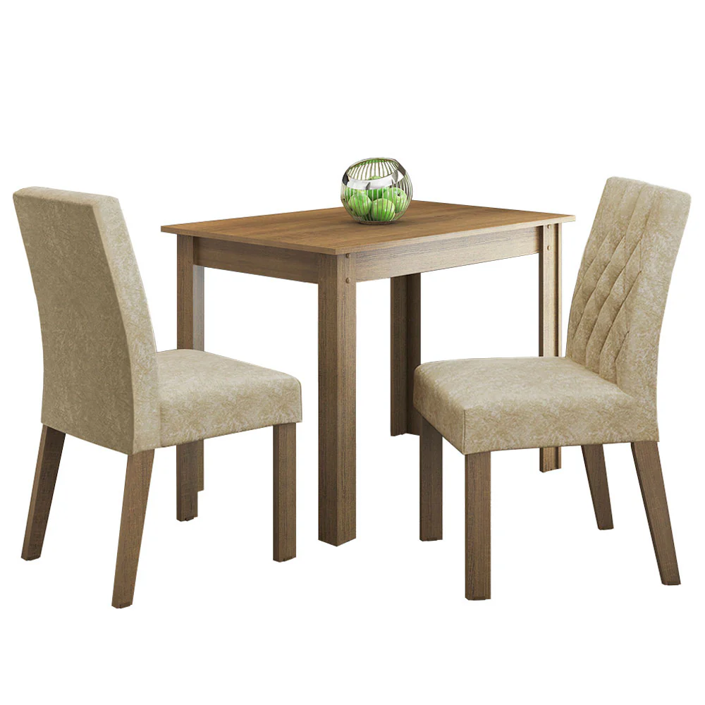 Conjunto Sala de Jantar Mesa Tampo de Madeira 2 Cadeiras Rustic/Imperial Lídia Madesa - Image 2
