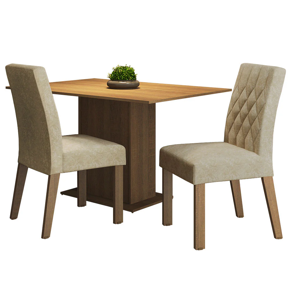 Conjunto Sala de Jantar Mesa Tampo de Madeira 2 Cadeiras Rustic/Imperial Tainá Madesa - Image 2