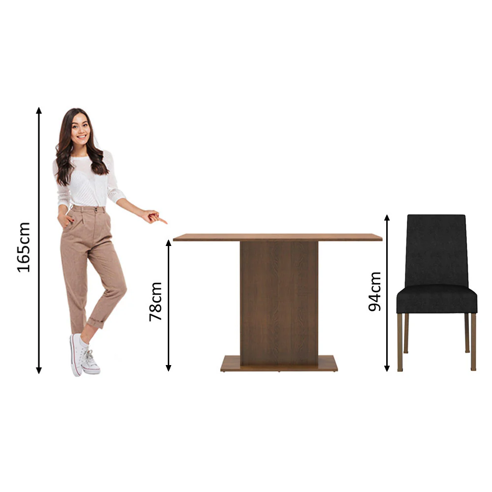 Conjunto Sala de Jantar Mesa Tampo de Madeira 2 Cadeiras Rustic/Oxford Manu Madesa - Image 4