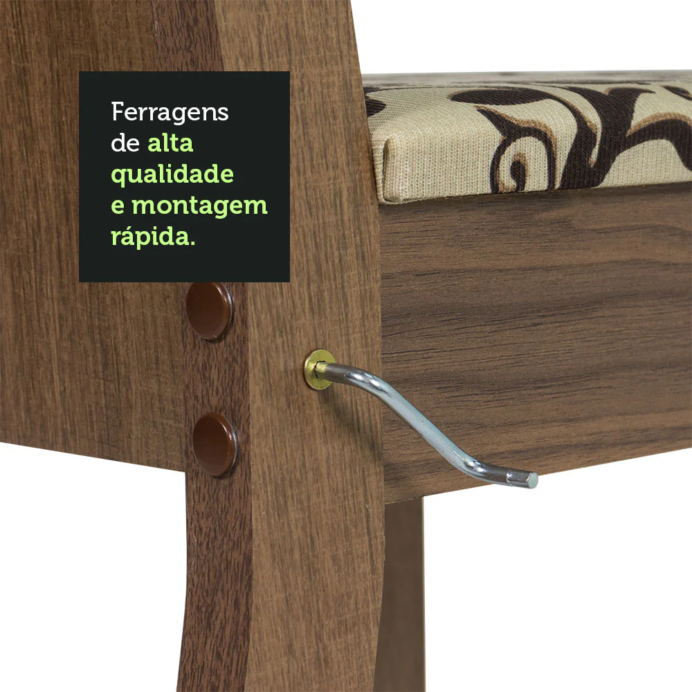 Conjunto Sala de Jantar Mesa Tampo de Madeira 4 Cadeiras Rustic/Cinza/Bege Marrom Samara Madesa - Image 7