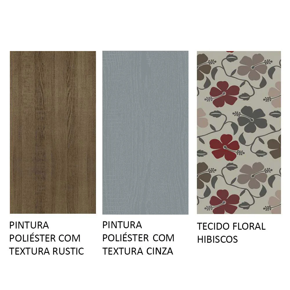 Conjunto Sala de Jantar Mesa Tampo de Madeira 4 Cadeiras Rustic/Cinza/Floral Hibiscos Samara Madesa - Image 10