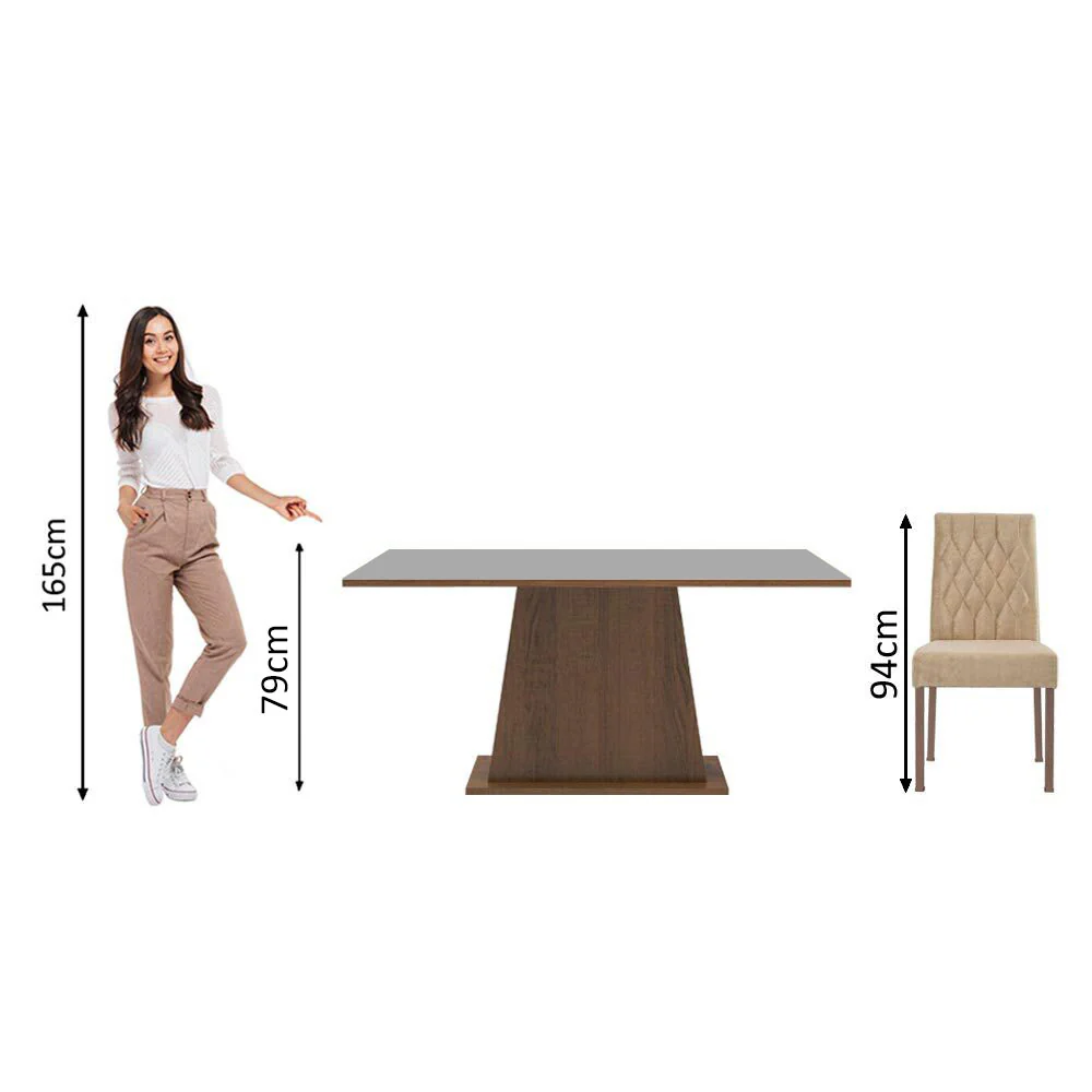 Conjunto Sala de Jantar Mesa Tampo de Madeira 4 Cadeiras Rustic/Cinza/Imperial Ashley Madesa - Image 8