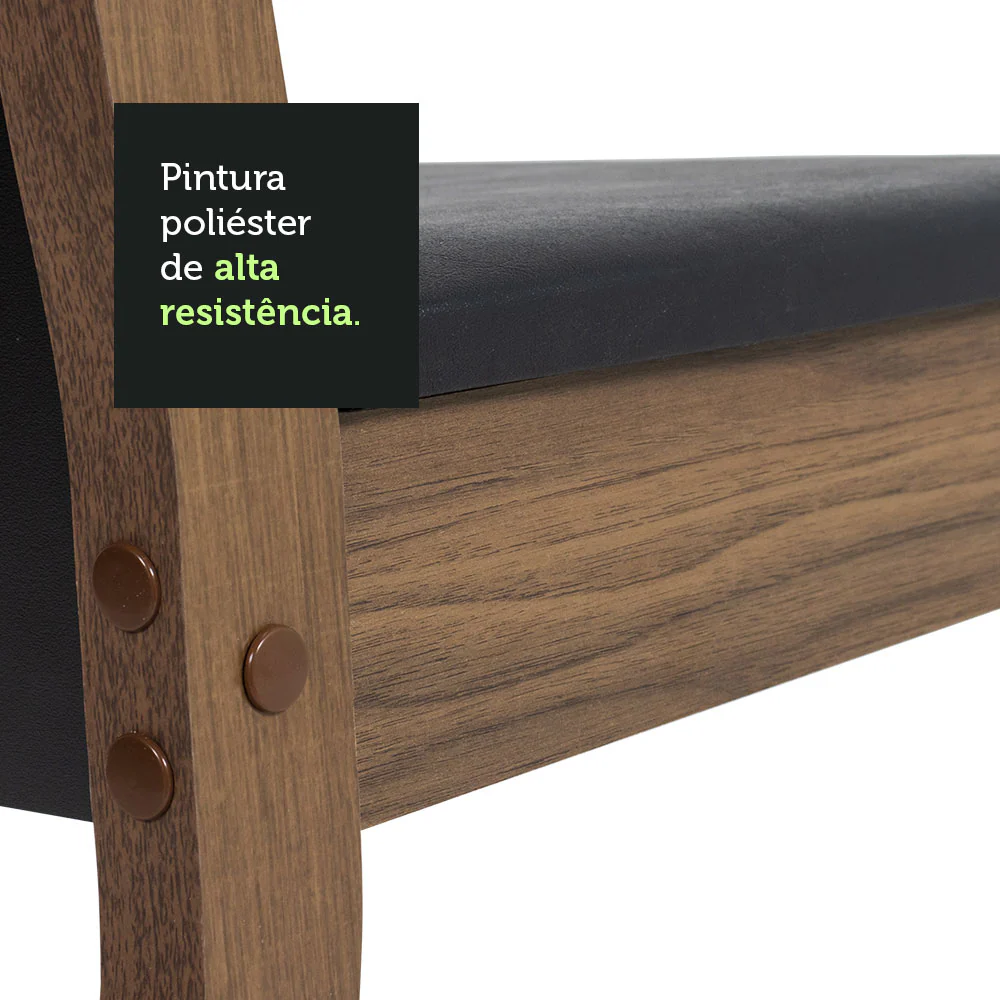 Conjunto Sala de Jantar Mesa Tampo de Madeira 4 Cadeiras Rustic/Crema/Preto Angel Madesa - Image 9