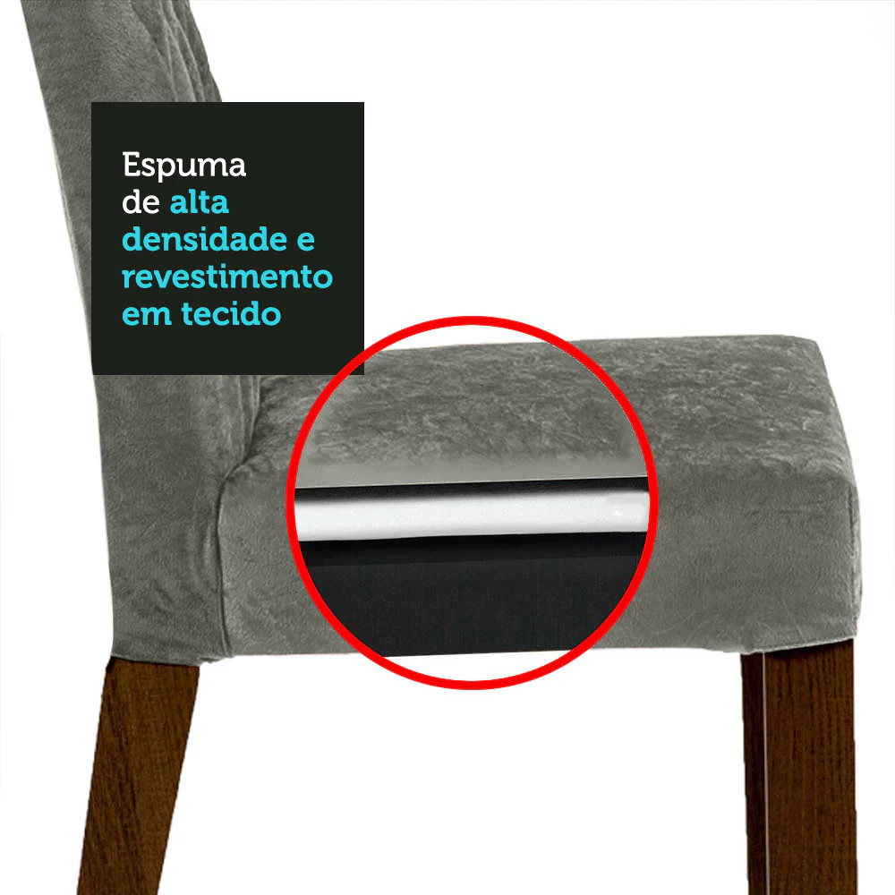 Conjunto Sala de Jantar Mesa Tampo de Madeira 4 Cadeiras Rustic/Crema/Silver Ashley Madesa - Image 9