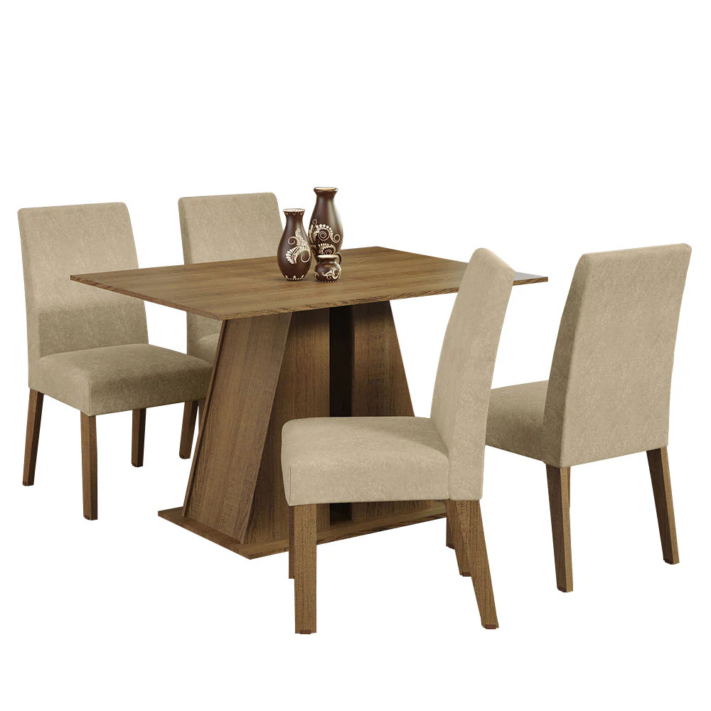Conjunto Sala de Jantar Mesa Tampo de Madeira 4 Cadeiras Rustic/Imperial Agnes Madesa - Image 2