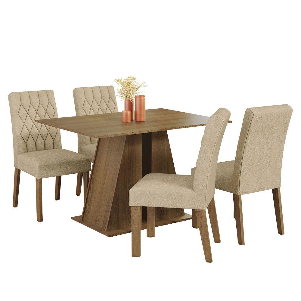 Conjunto Sala de Jantar Mesa Tampo de Madeira 4 Cadeiras Rustic/Imperial Gisele Madesa - Image 2