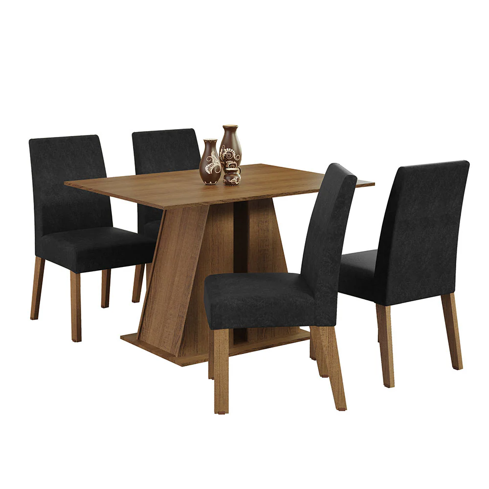 Conjunto Sala de Jantar Mesa Tampo de Madeira 4 Cadeiras Rustic/Oxford Agnes Madesa - Image 2