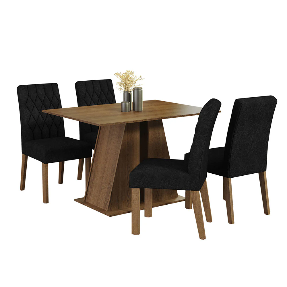 Conjunto Sala de Jantar Mesa Tampo de Madeira 4 Cadeiras Rustic/Oxford Gisele Madesa - Image 2
