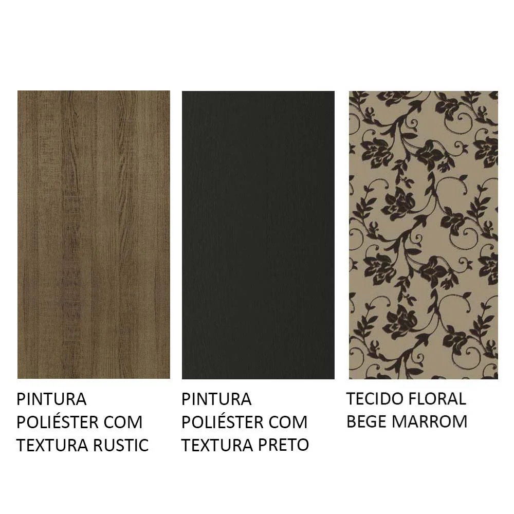 Conjunto Sala de Jantar Mesa Tampo de Madeira 4 Cadeiras Rustic/Preto/Bege Marrom Samara Madesa - Image 10