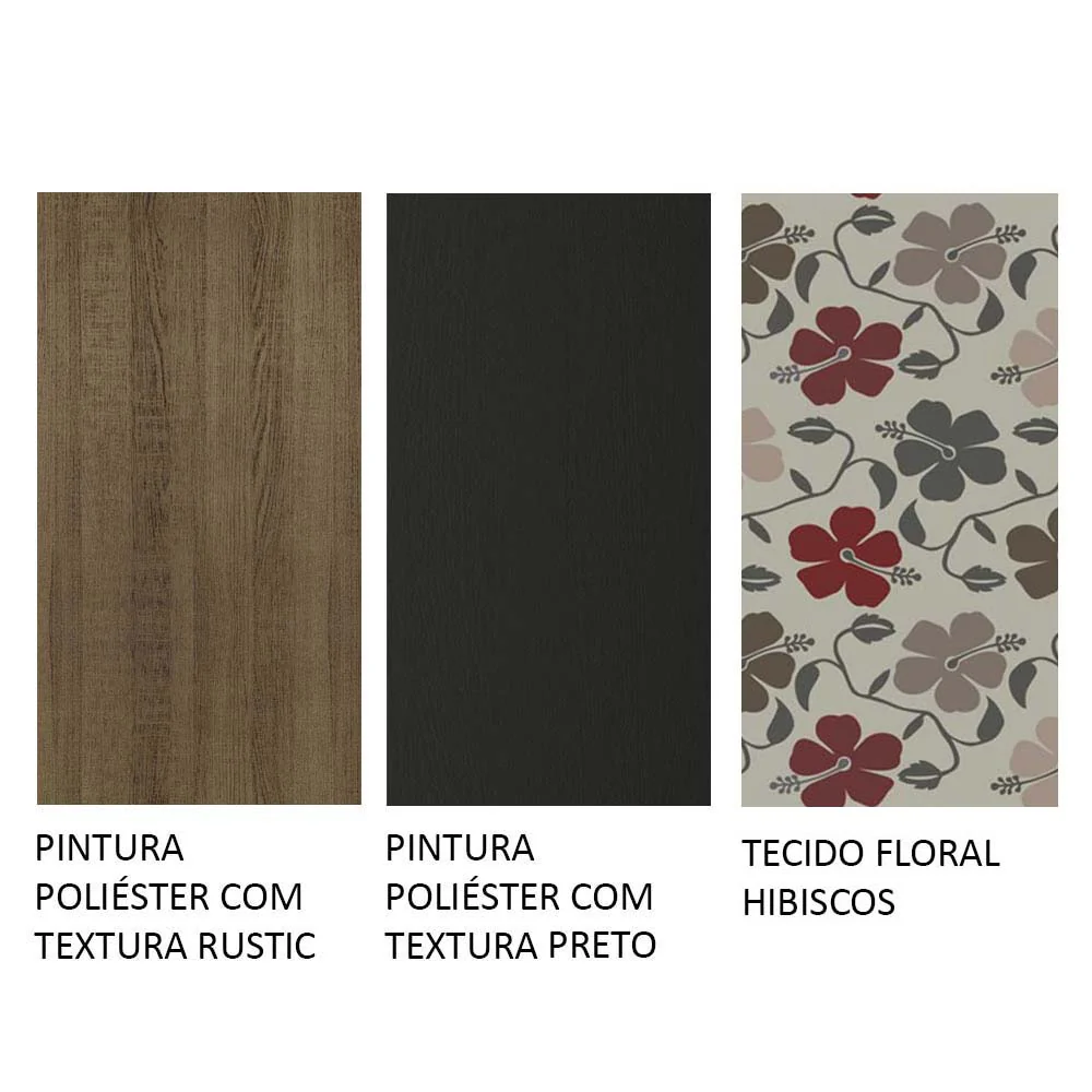 Conjunto Sala de Jantar Mesa Tampo de Madeira 4 Cadeiras Rustic/Preto/Floral Hibiscos Samara Madesa - Image 10