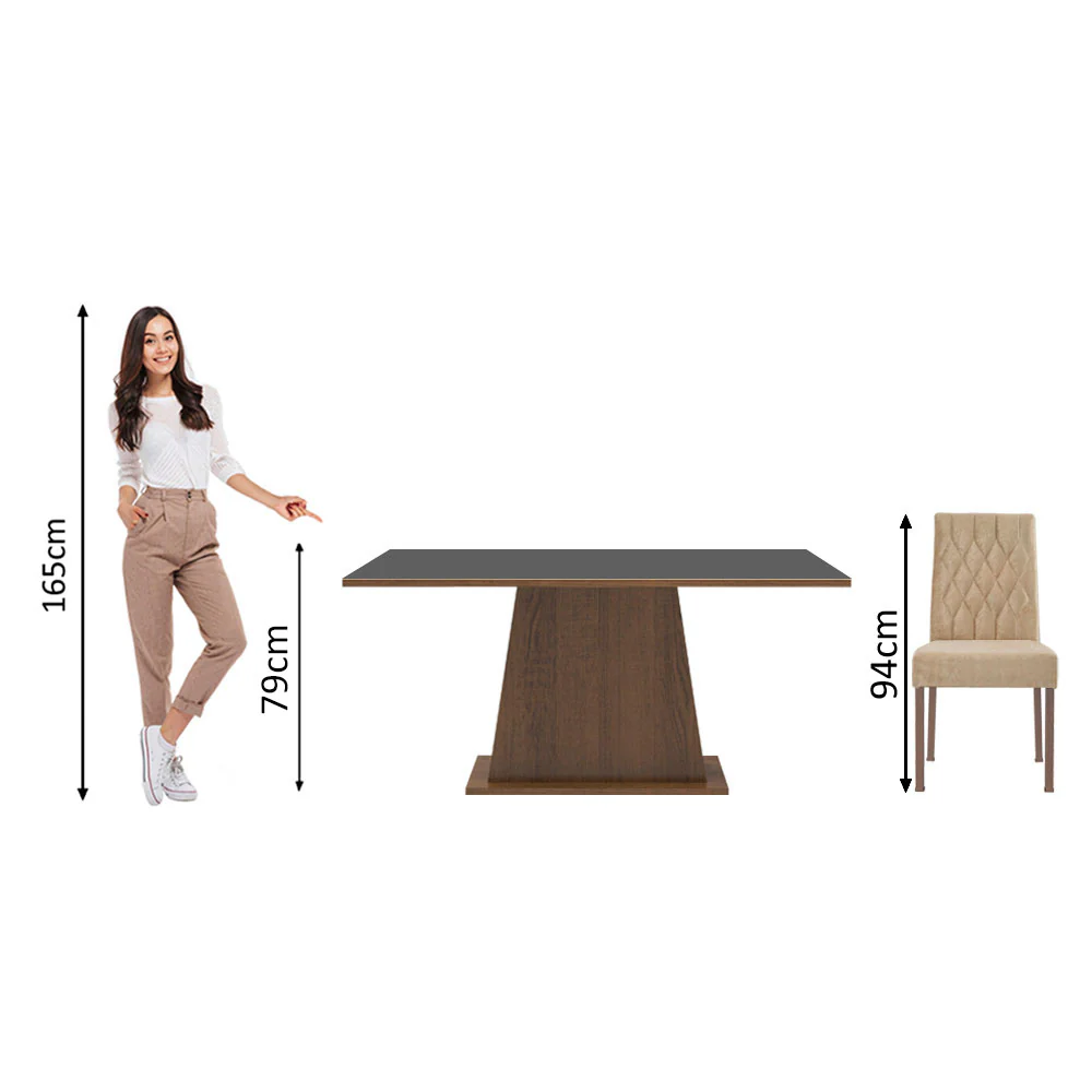 Conjunto Sala de Jantar Mesa Tampo de Madeira 4 Cadeiras Rustic/Preto/Imperial Ashley Madesa - Image 8