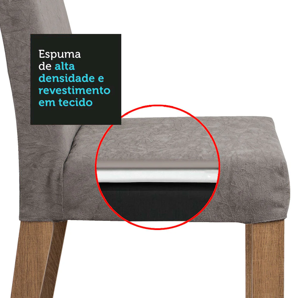 Conjunto Sala de Jantar Mesa Tampo de Madeira 4 Cadeiras Rustic/Preto/Silver April Madesa - Image 8