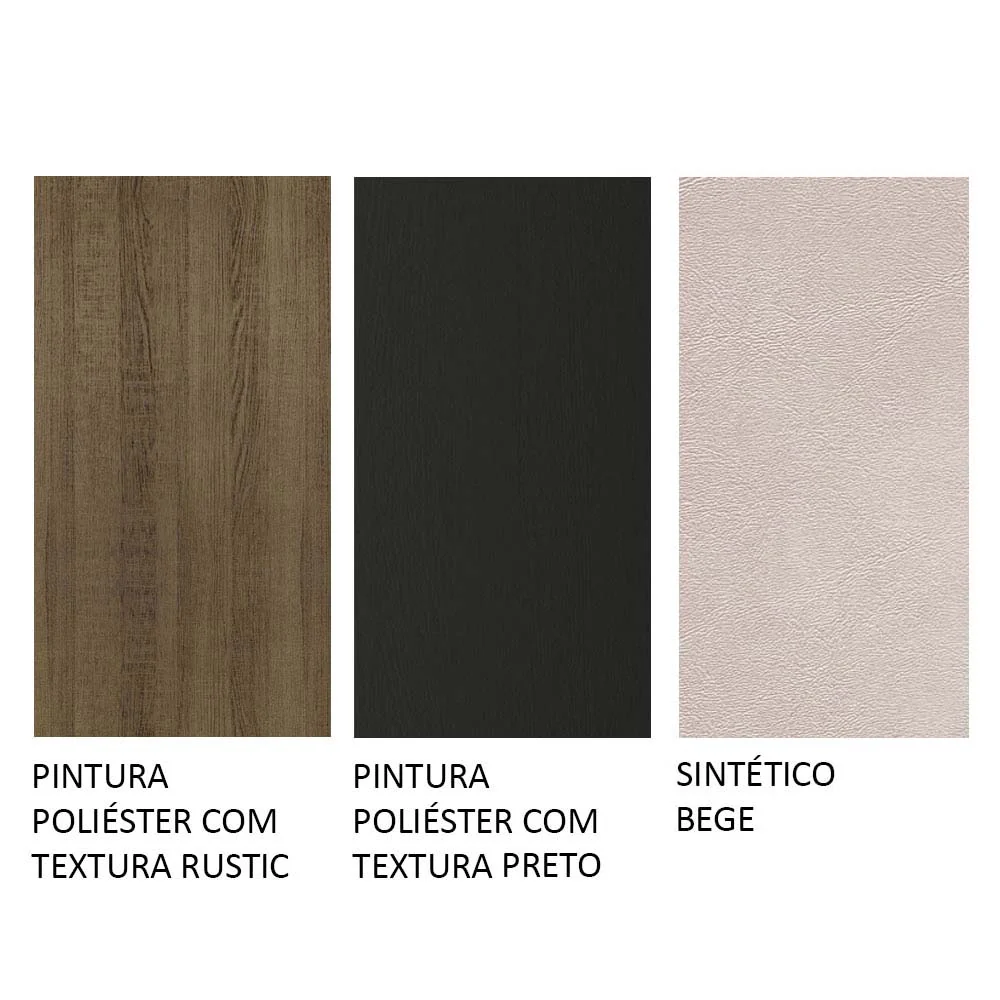 Conjunto Sala de Jantar Mesa Tampo de Madeira 4 Cadeiras Rustic/Preto/Sintético Bege Samara Madesa - Image 10