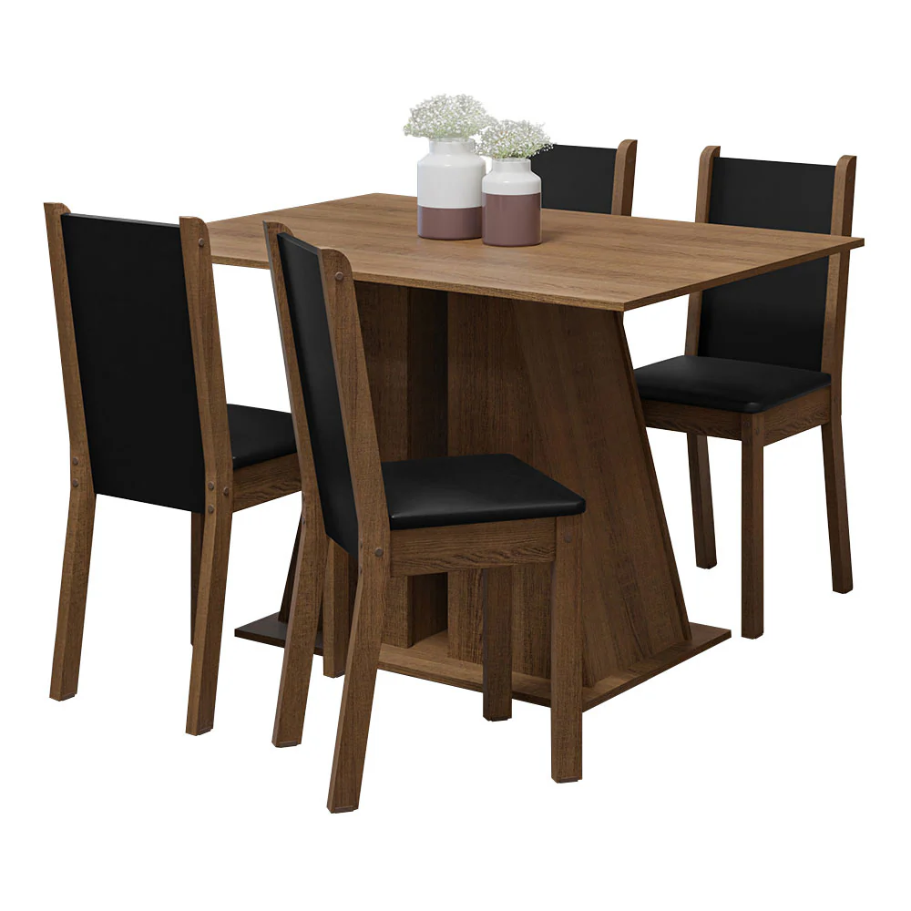 Conjunto Sala de Jantar Mesa Tampo de Madeira 4 Cadeiras Rustic/Preto Sophie Madesa - Image 2