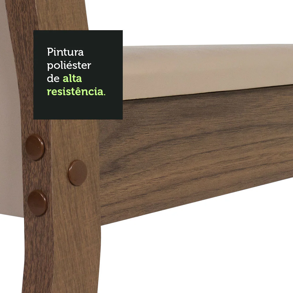 Conjunto Sala de Jantar Mesa Tampo de Madeira 6 Cadeiras Rustic/Bege Beverly Madesa - Image 9