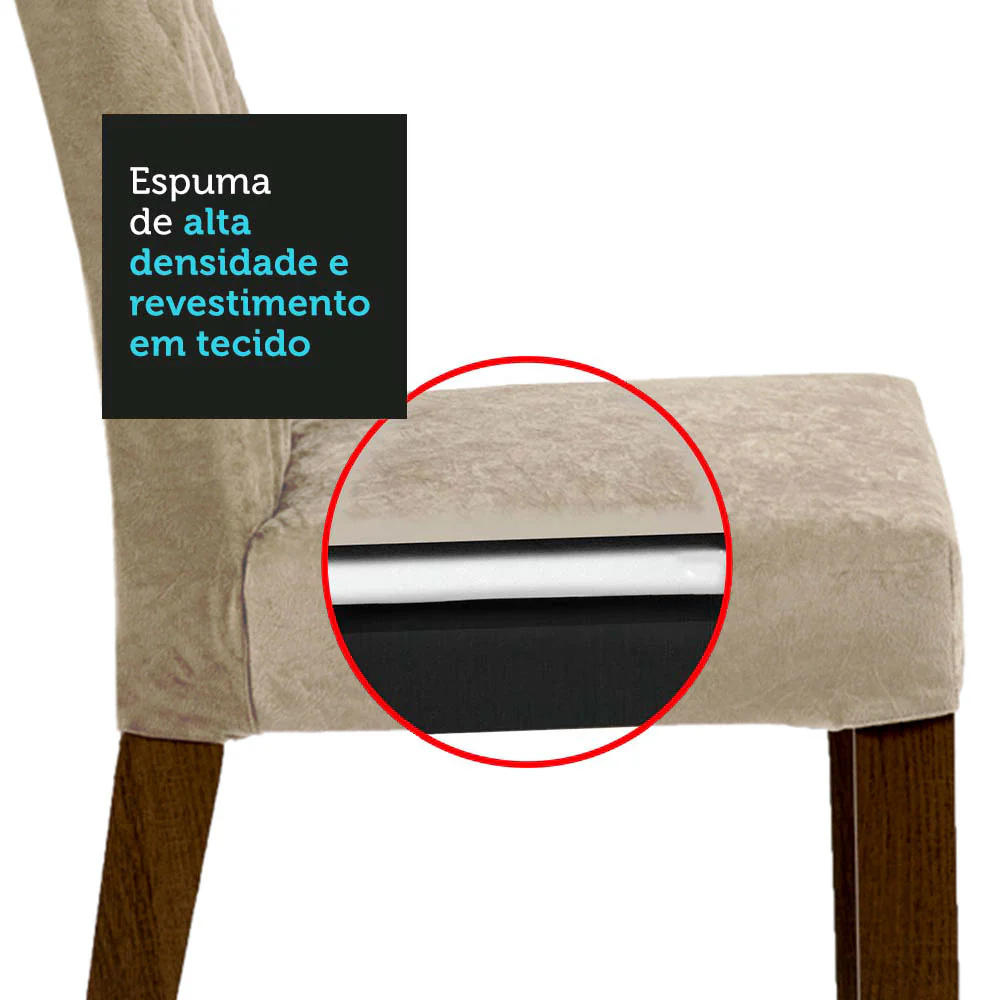Conjunto Sala de Jantar Mesa Tampo de Madeira 6 Cadeiras Rustic/Branco/Imperial Britney Madesa - Image 9
