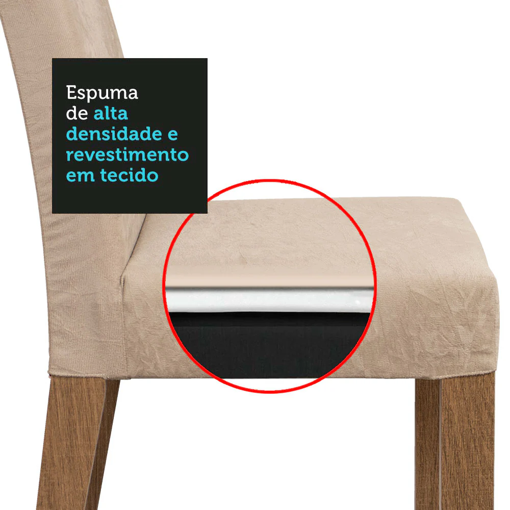 Conjunto Sala de Jantar Mesa Tampo de Madeira 6 Cadeiras Rustic/Branco/Imperial Renata Madesa - Image 9