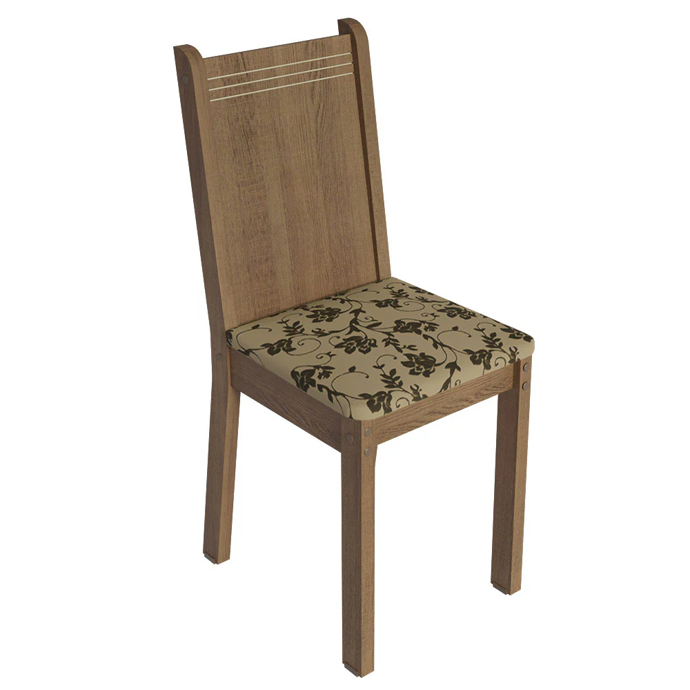 Conjunto Sala de Jantar Mesa Tampo de Madeira 6 Cadeiras Rustic/Crema/Bege Marrom Sharon Madesa - Image 7