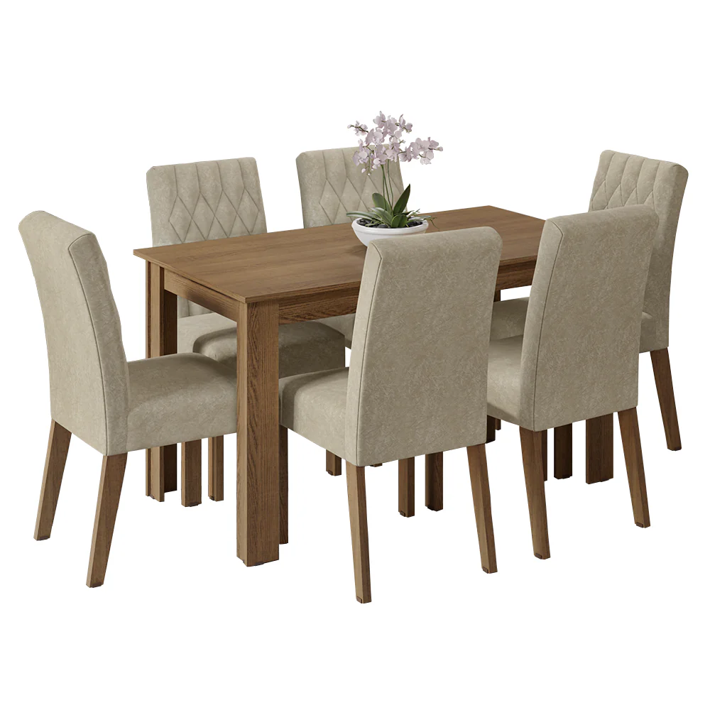 Conjunto Sala de Jantar Mesa Tampo de Madeira 6 Cadeiras Rustic/Imperial Allegro Madesa - Image 2