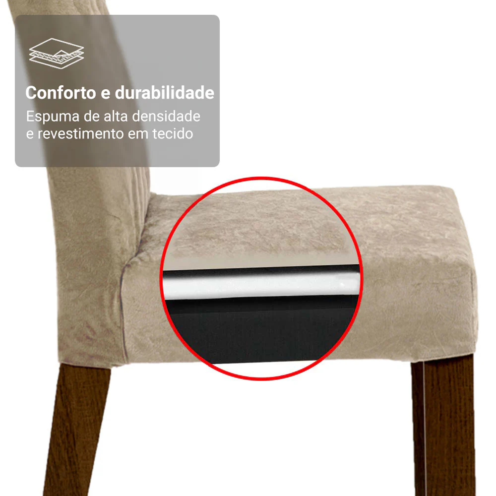Conjunto Sala de Jantar Mesa Tampo de Madeira 6 Cadeiras Rustic/Imperial Allegro Madesa - Image 7