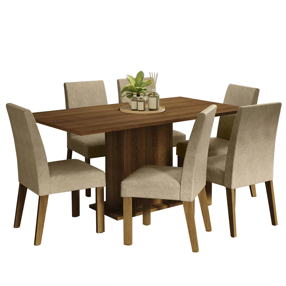 Conjunto Sala de Jantar Mesa Tampo de Madeira 6 Cadeiras Rustic/Imperial Renata Madesa - Image 2