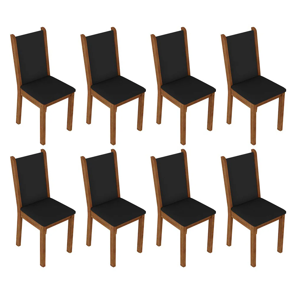 Conjunto Sala de Jantar Mesa Tampo de Madeira 8 Cadeiras Rustic/Preto Marisa Madesa - Image 8
