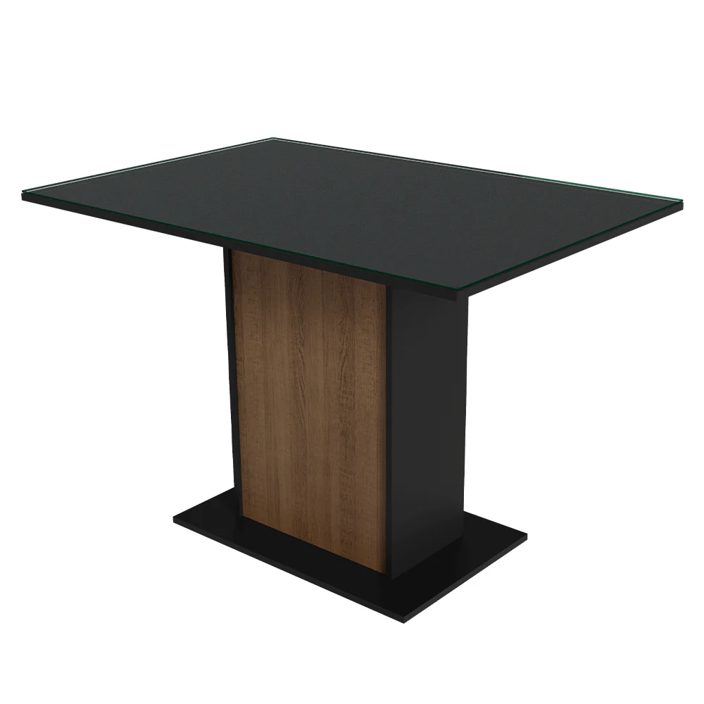 Conjunto Sala de Jantar Mesa Tampo de Vidro 4 Cadeiras Preto/Rustic Camélia Madesa - Image 5