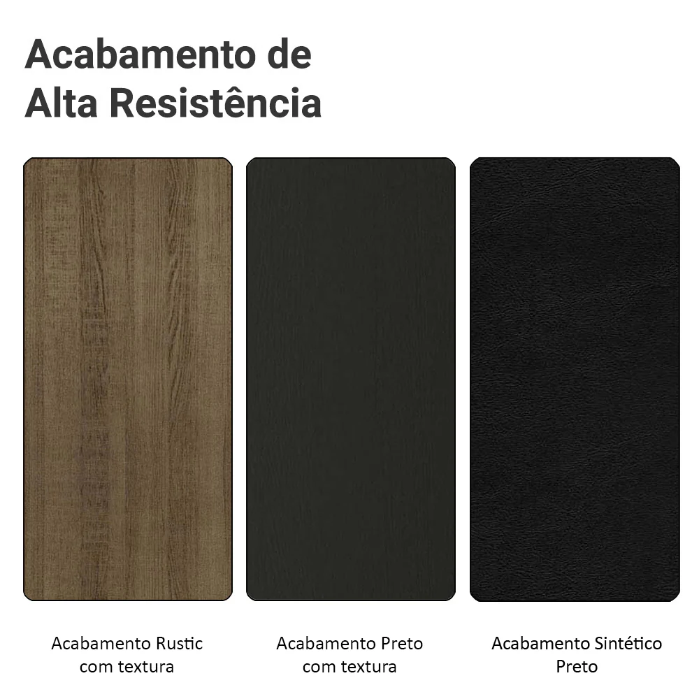 Conjunto Sala de Jantar Mesa Tampo de Vidro 4 Cadeiras Preto/Rustic Suzy Madesa - Image 9