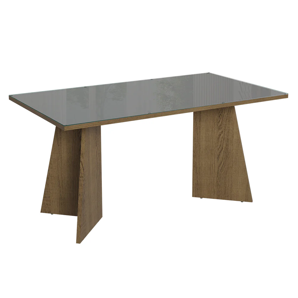 Conjunto Sala de Jantar Mesa Tampo de Vidro 4 Cadeiras Rustic/Cinza/Silver Porto Madesa - Image 6
