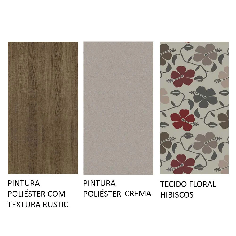 Conjunto Sala de Jantar Mesa Tampo de Vidro 4 Cadeiras Rustic/Crema/Floral Hibiscos Yara Madesa - Image 10