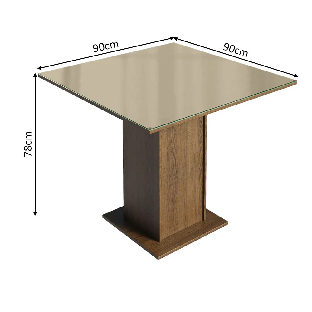 Conjunto Sala de Jantar Mesa Tampo de Vidro 4 Cadeiras Rustic/Crema/Hibiscos Tifani Madesa - Image 4