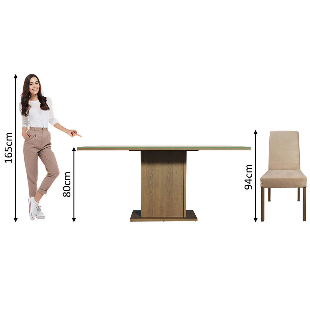 Conjunto Sala de Jantar Mesa Tampo de Vidro 4 Cadeiras Rustic/Crema/Imperial Avril Madesa - Image 6