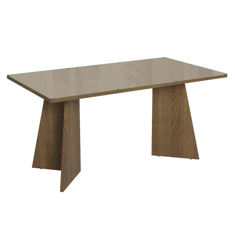 Conjunto Sala de Jantar Mesa Tampo de Vidro 4 Cadeiras Rustic/Crema/Imperial Porto Madesa - Image 6