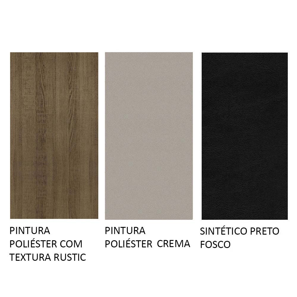 Conjunto Sala de Jantar Mesa Tampo de Vidro 4 Cadeiras Rustic/Crema/Preto Perla Madesa - Image 9