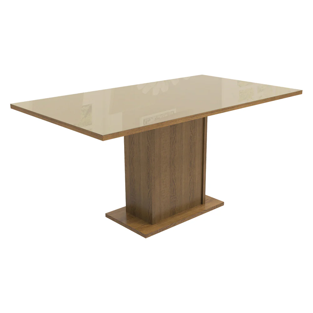 Conjunto Sala de Jantar Mesa Tampo de Vidro 4 Cadeiras Rustic/Crema/Silver Avril Madesa - Image 4