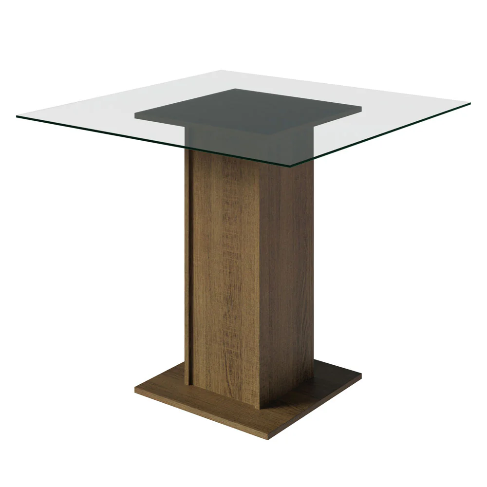Conjunto Sala de Jantar Mesa Tampo de Vidro 4 Cadeiras Rustic/Imperial Noemi Madesa - Image 5