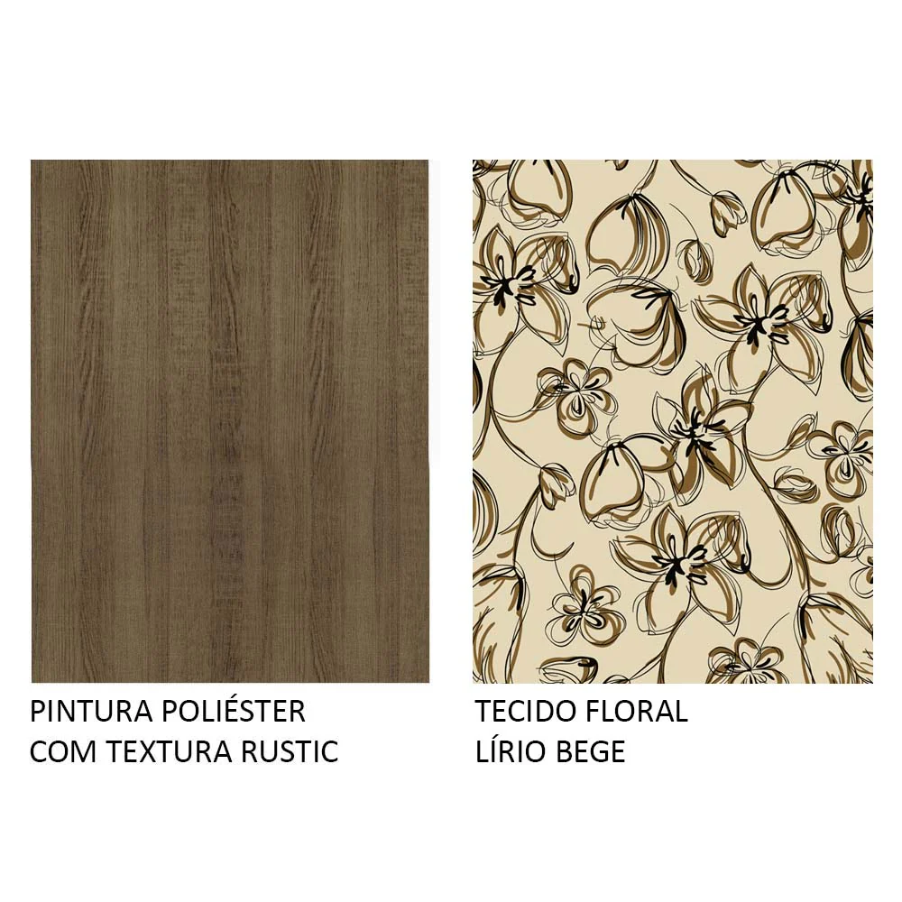 Conjunto Sala de Jantar Mesa Tampo de Vidro 4 Cadeiras Rustic/Lírio Bege Kiara Madesa - Image 10