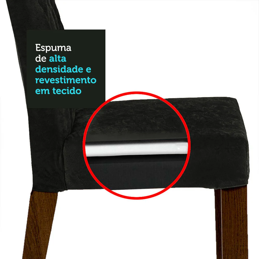 Conjunto Sala de Jantar Mesa Tampo de Vidro 4 Cadeiras Rustic/Oxford Noemi Madesa - Image 9
