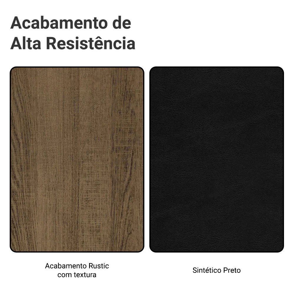 Conjunto Sala de Jantar Mesa Tampo de Vidro 4 Cadeiras Rustic/Preto Camélia Madesa - Image 10