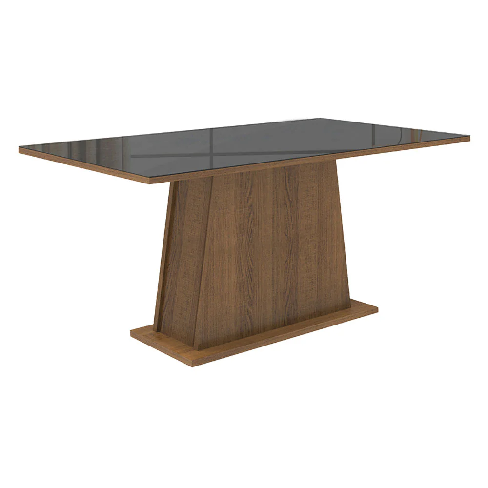 Conjunto Sala de Jantar Mesa Tampo de Vidro 4 Cadeiras Rustic/Preto/Oxford Sabrina Madesa - Image 5