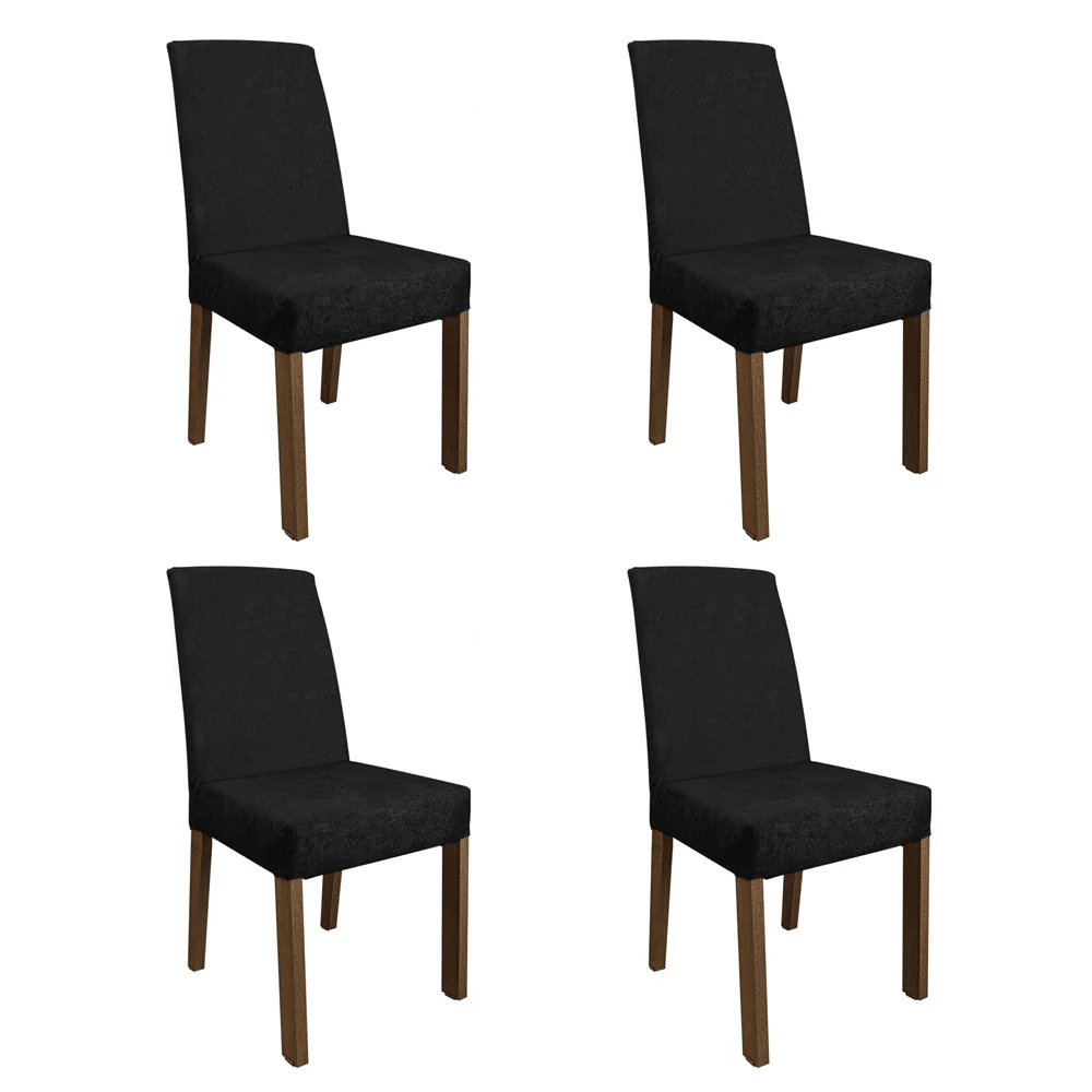 Conjunto Sala de Jantar Mesa Tampo de Vidro 4 Cadeiras Rustic/Preto/Oxford Zion Madesa - Image 7