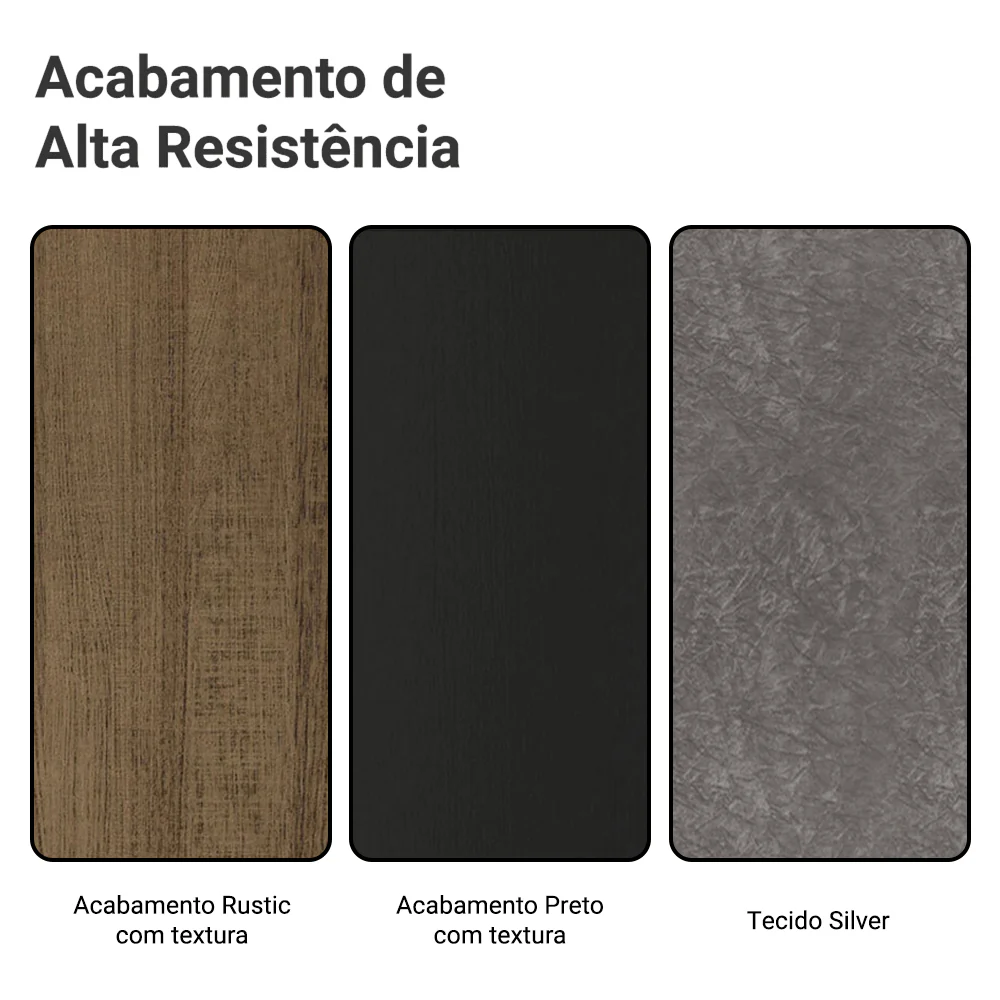 Conjunto Sala de Jantar Mesa Tampo de Vidro 4 Cadeiras Rustic/Preto/Silver Avril Madesa - Image 7