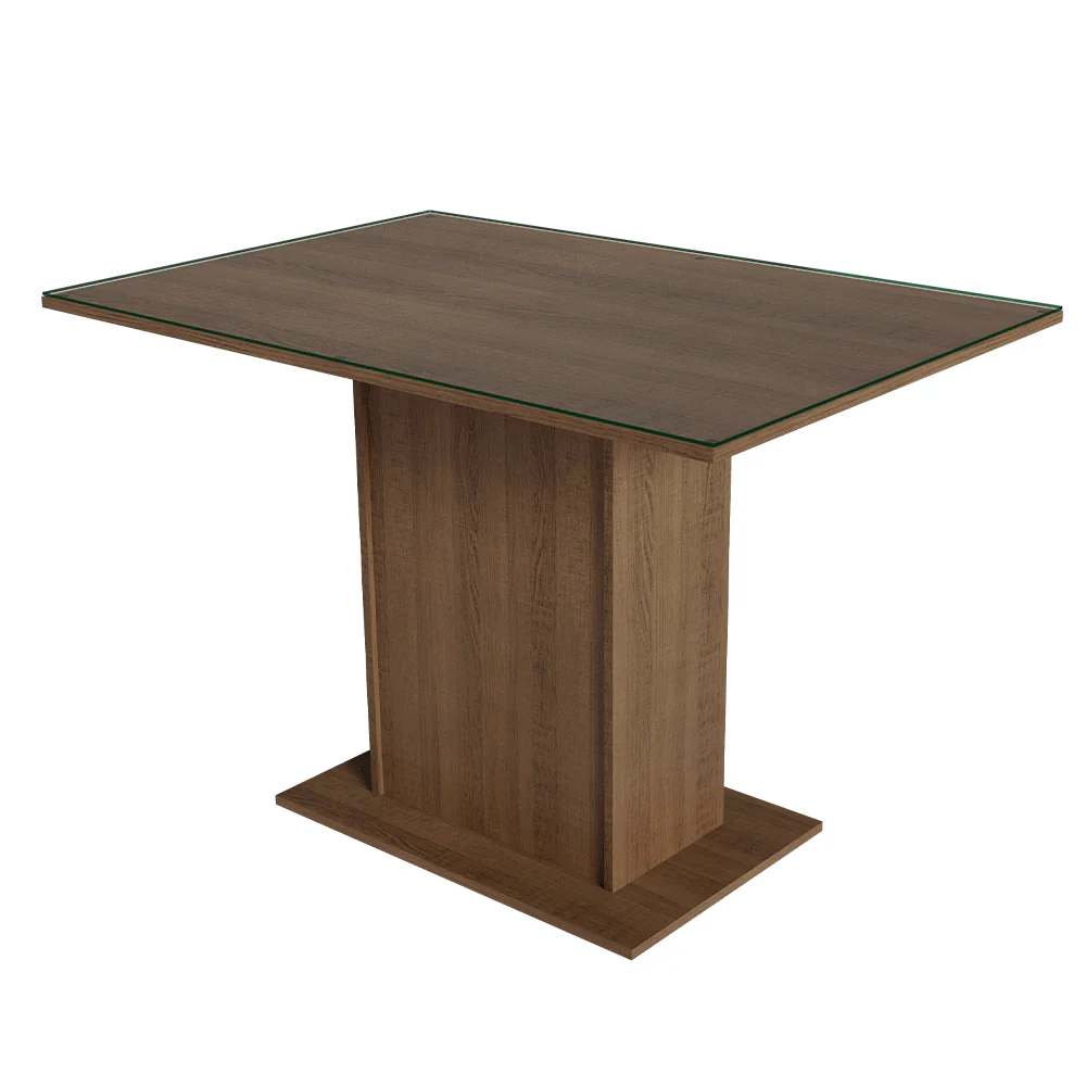 Conjunto Sala de Jantar Mesa Tampo de Vidro 4 Cadeiras Rustic/Silver Zion Madesa - Image 6