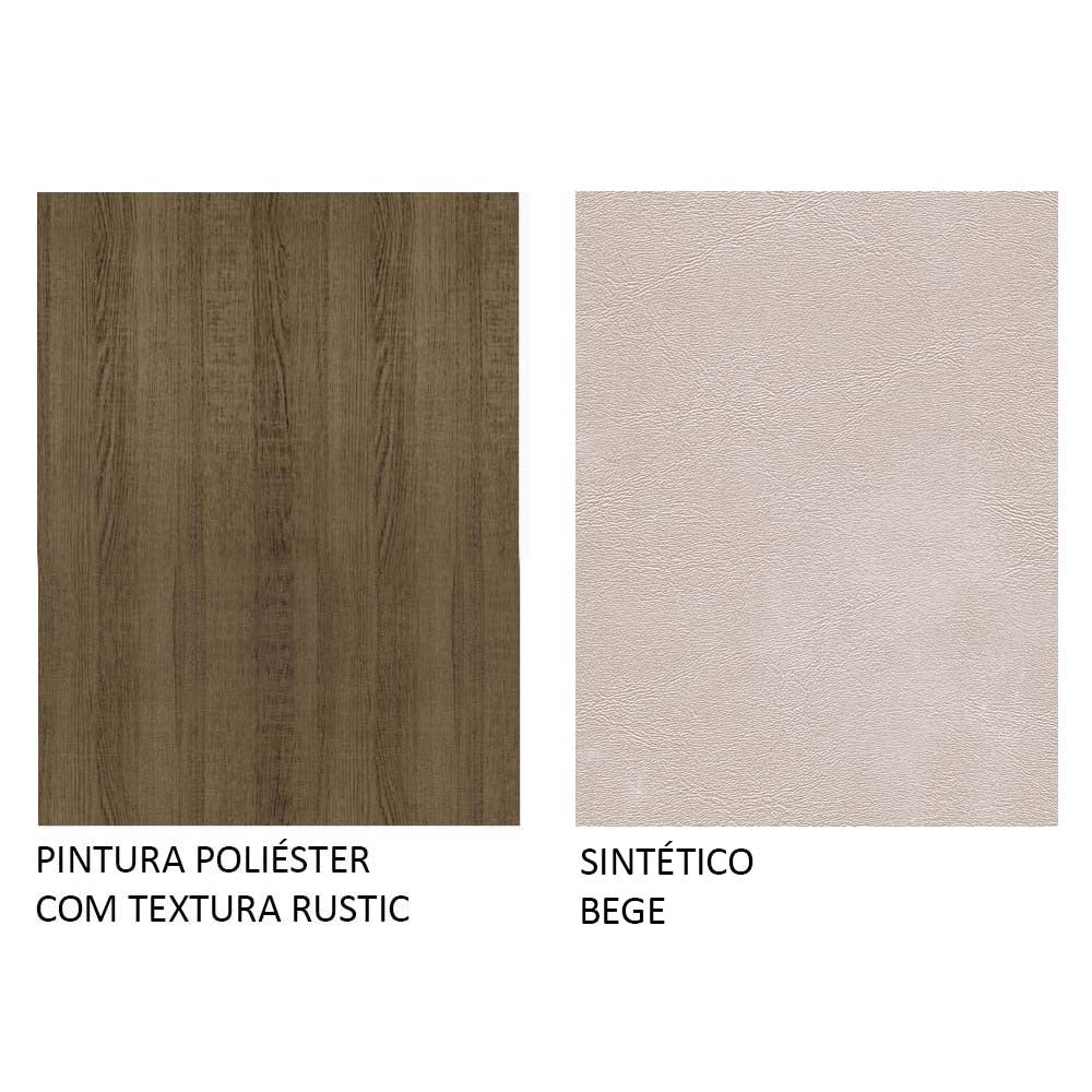 Conjunto Sala de Jantar Mesa Tampo de Vidro 4 Cadeiras Rustic/Sintético Bege Kiara Madesa - Image 10