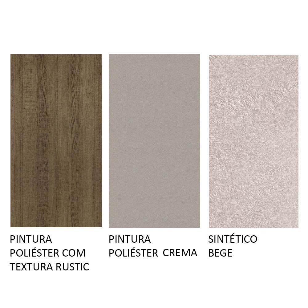 Conjunto Sala de Jantar Mesa Tampo de Vidro 6 Cadeiras Rustic/Crema/Bege Zoe Madesa - Image 10