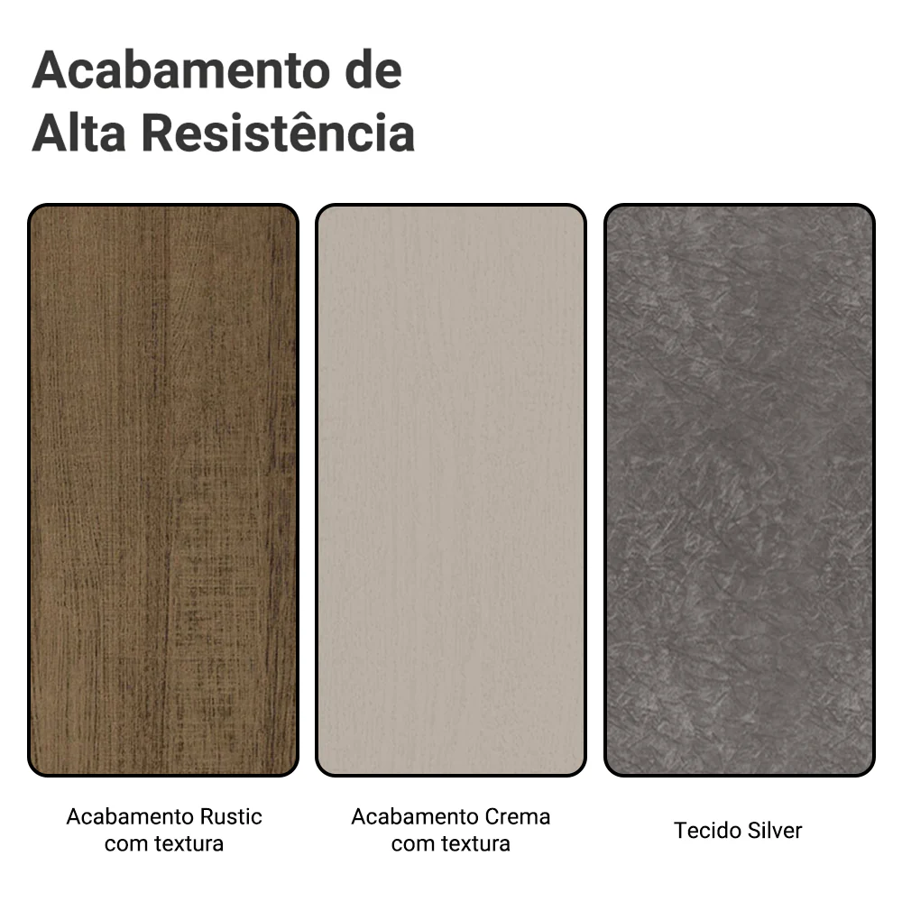 Conjunto Sala de Jantar Mesa Tampo de Vidro 6 Cadeiras Rustic/Crema/Silver Alexis Madesa - Image 8