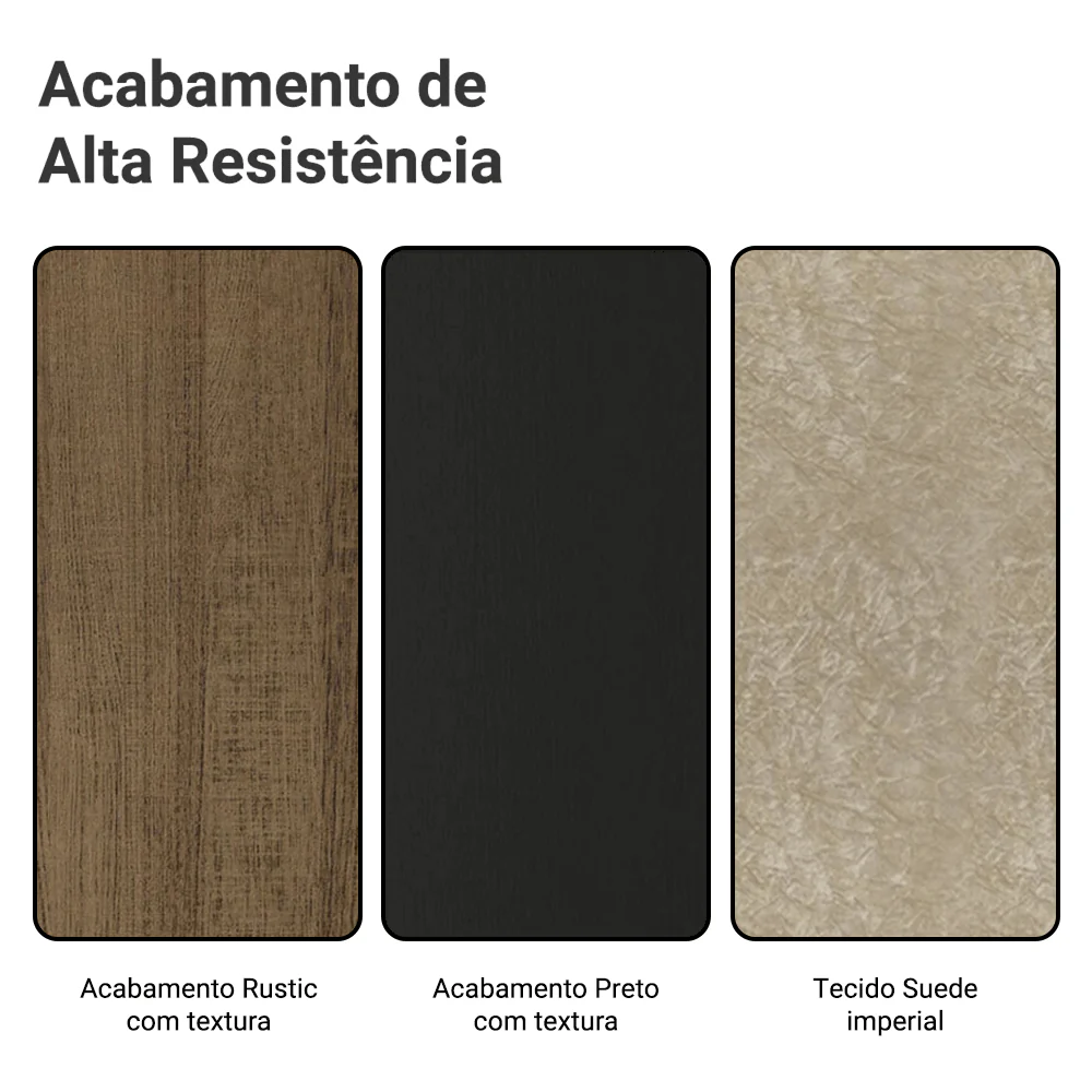 Conjunto Sala de Jantar Mesa Tampo de Vidro 6 Cadeiras Rustic/Preto/Imperial Alexis Madesa - Image 8