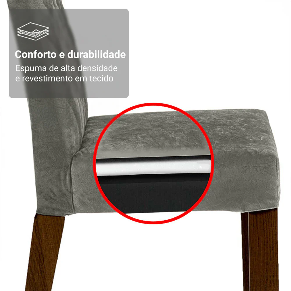 Conjunto Sala de Jantar Mesa Tampo de Vidro 6 Cadeiras Rustic/Preto/Silver Odara Madesa - Image 7