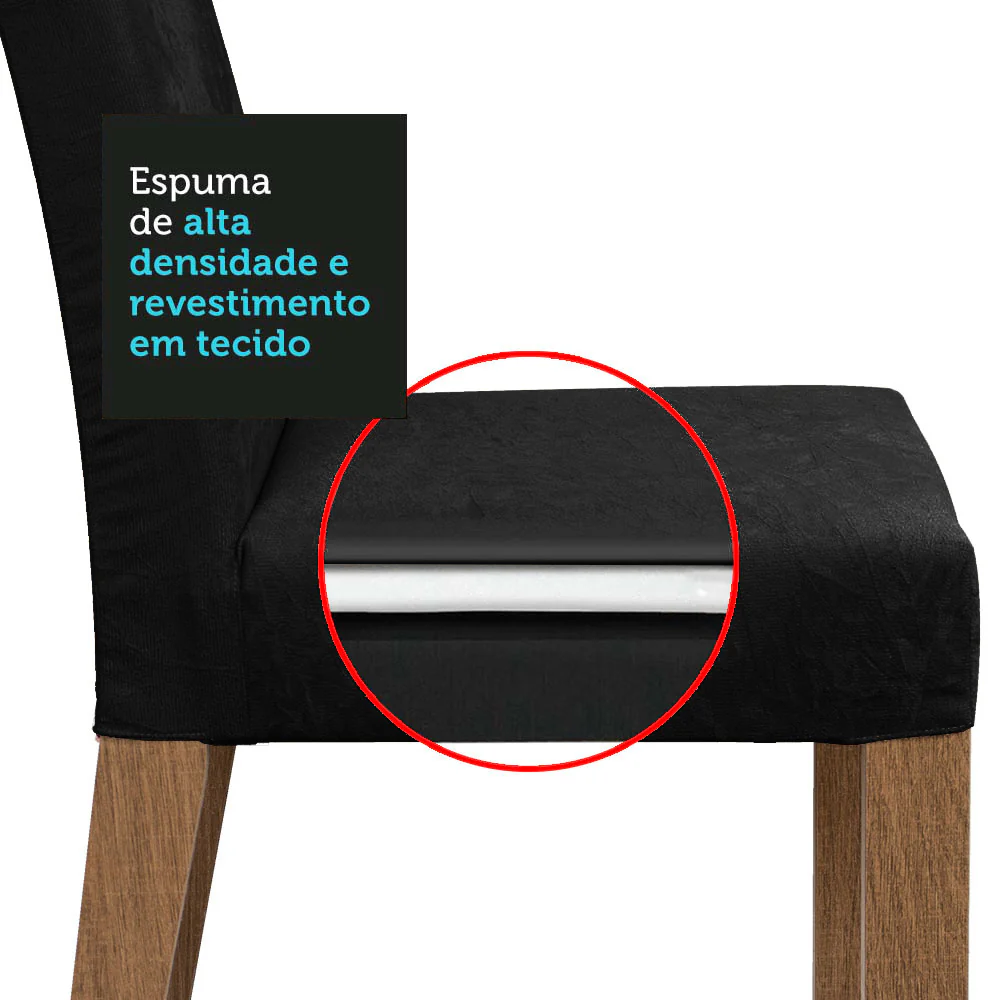 Conjunto Sala de Jantar Mesa Tampo de Vidro Redondo 4 Cadeiras Rustic/Oxford Mile Madesa - Image 9