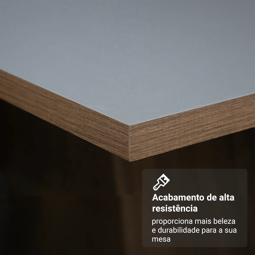 Conjunto Sala de Jantar Tampo de Madeira 4 Cadeiras Rustic/Cinza/Silver Cannes Madesa - Image 7